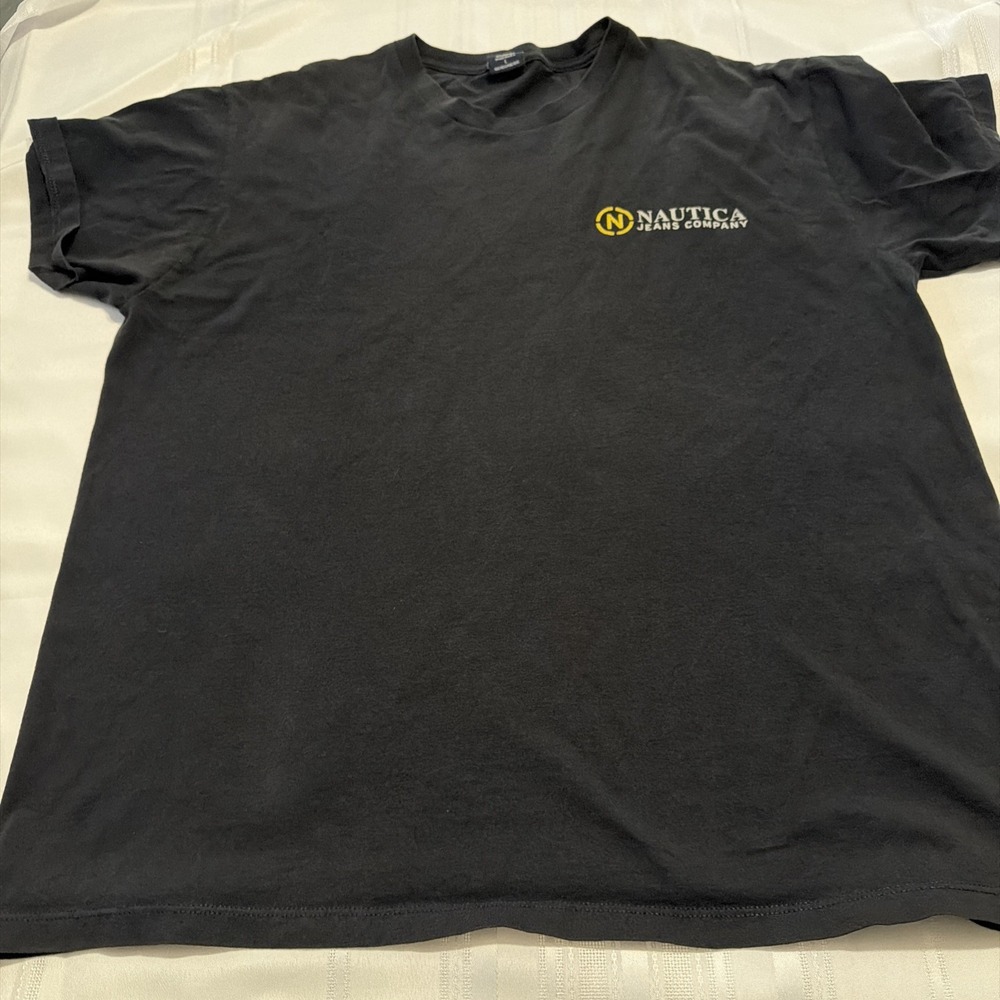 Vintage Nautica Jeans Company T Shirt Mens Large Black Made in USA Graphic Tee